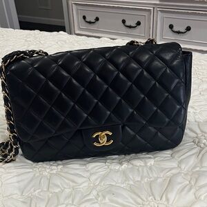 Chanel Black Quilted Shoulder Bag with Gold Accents
